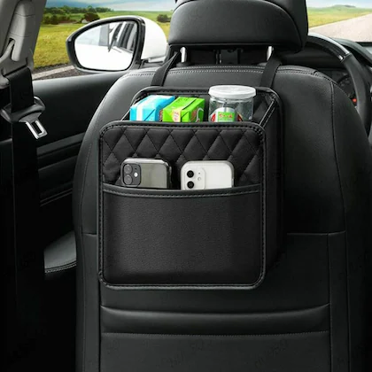 Huuso car seat back pocket black multi functional storage bag trash can waterproof stain resistant convenient goods space saving compatible with mahindra xuv 700 product images orvdv43180w p60784382